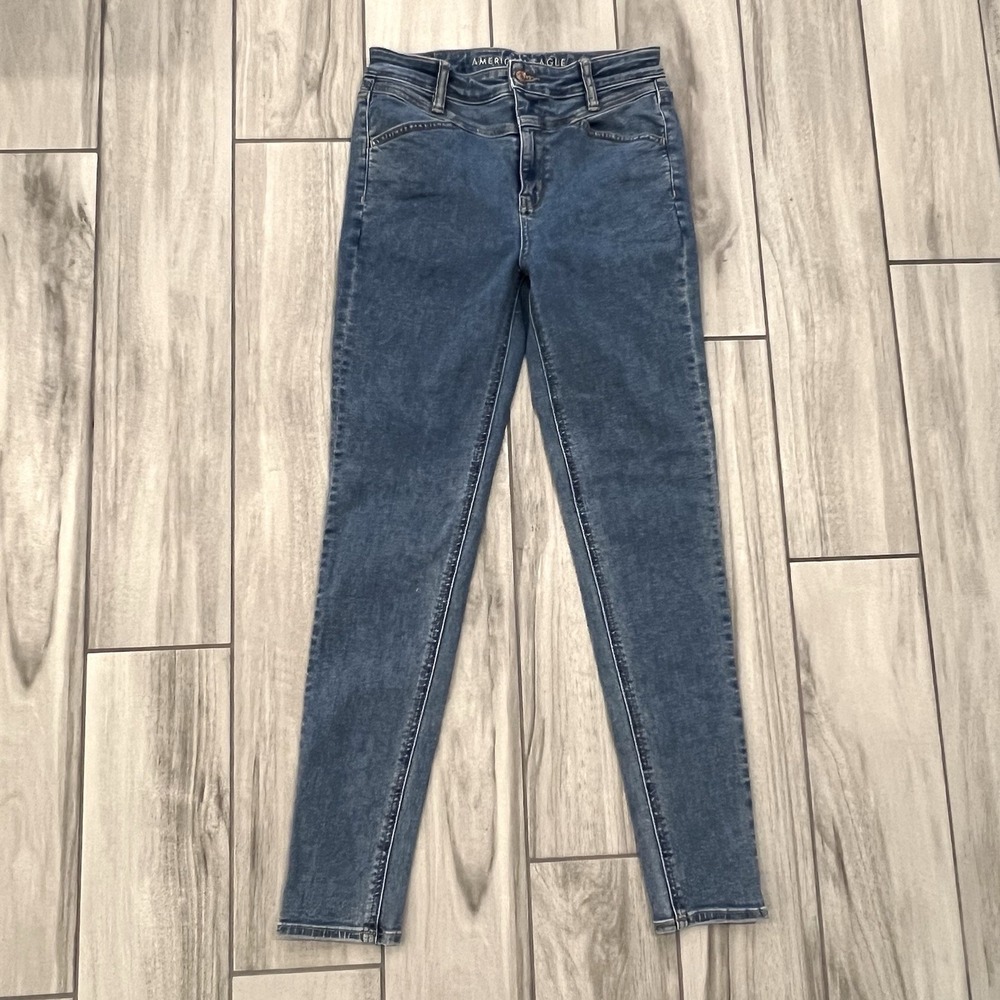American Eagle Skinny Jeans Womens 8 Super Hi-Rise Jegging Stretchy Denim Blue